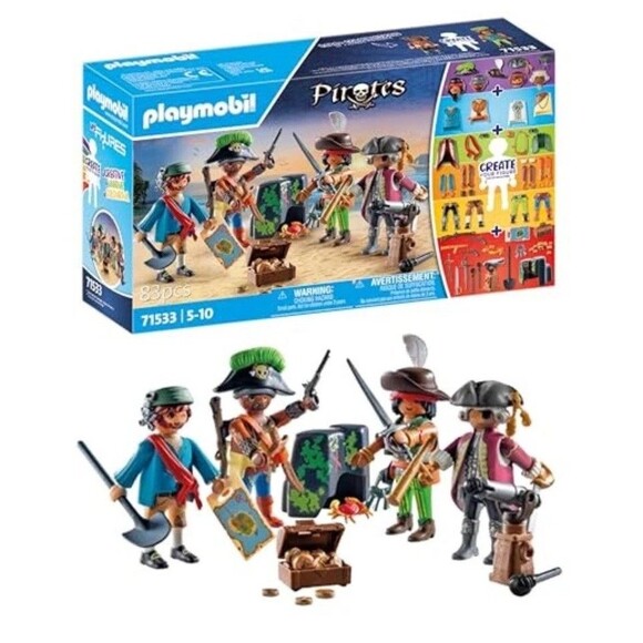 Playmobil Other - My Figures Pirate Playset with 4 Pirates 83 Accessories Creative Toy(Box Damage)